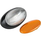 Lumitronics RV 12V LED Oval Porch Utility Light, Clear & Amber Lenses for Motorhomes, Campers, Trailers, 5th Wheels (Black)