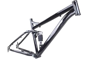 Suspension Bike Frame 26er Mountain Bike Frame 17'' Disc Brake Shock Absorption Modified Bike Frame Accessories Bright Black 