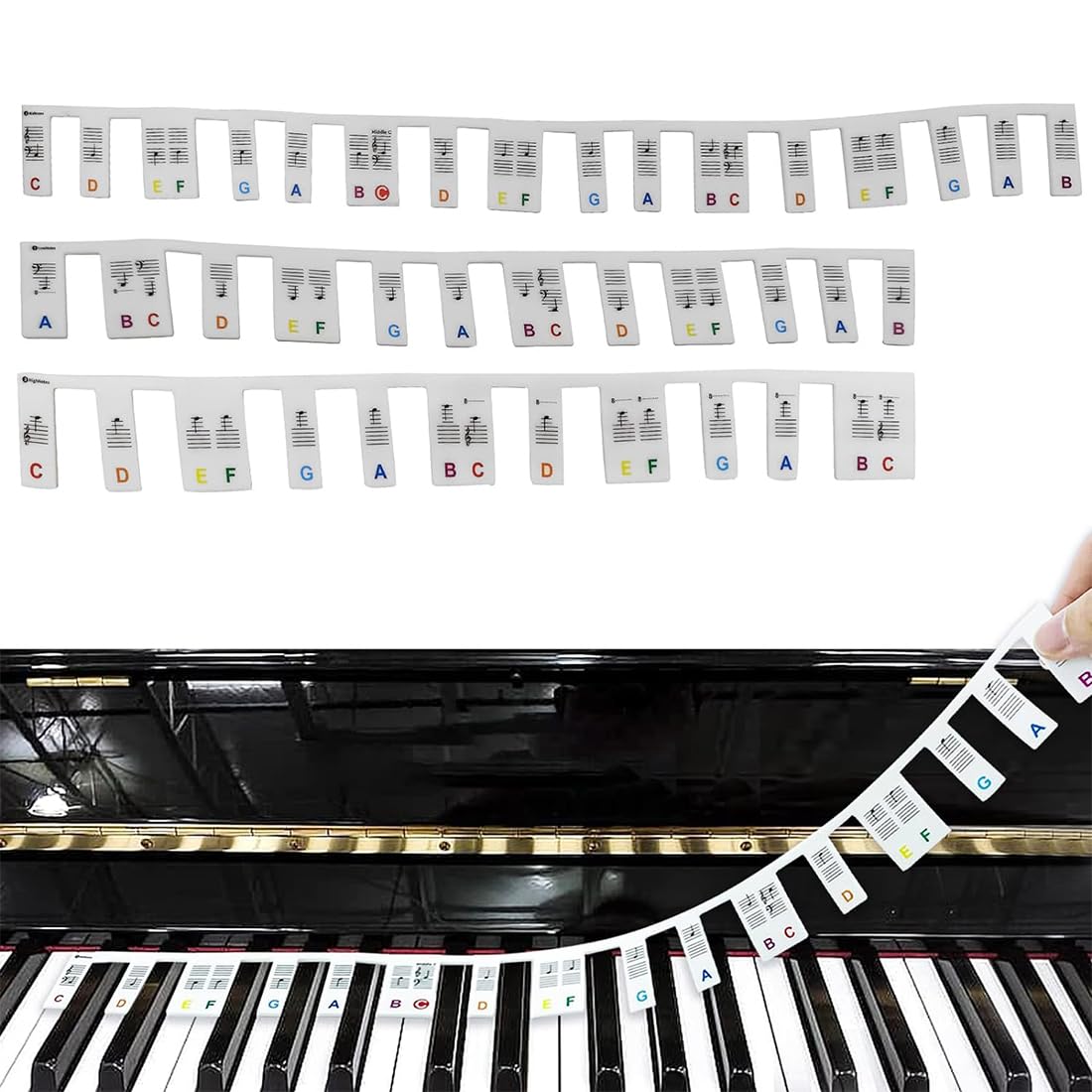 Removable Piano Keyboard Note Labels, Piano Key Music Notes Letter Label for Beginner, 88 Key Full Size Silicone Piano Keyboard Note Labels, Removable Piano Keyboard Note Labels for Learning