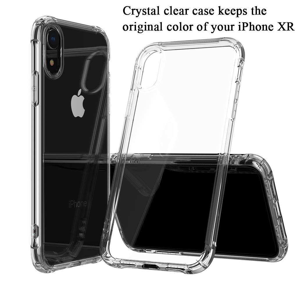 iPhone XR Case, Y&R Direct Crystal Clear Cases for iPhone XR 6.1'', Slim Soft TPU Cover, Supports Wireless Charging, Shock Resistant, Anti-Yellowing, Protector for Camera Lens and Front Screen