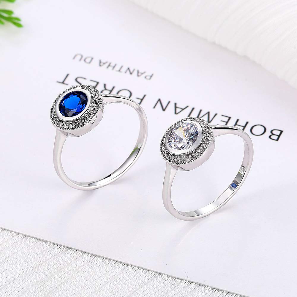 dnswez Bezel Setting Austrian Crystals Rings for Women Wedding Bridal Jewelry Classic Trendy Design Ring Size: 10