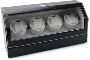 Heiden Watch Winder for Automatic Watches - Japanese Motor - AC Adapter Included - Independent Settings - 12 Multiple Settings - Zero Magnetization - Quad Watch Winders for Rolex