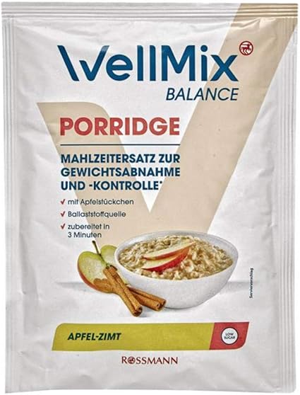 Wellmix Balance Porridge Apfel Zimt Mahlzeitenersatz Zur Gewichtsabnahme 10er Pack 10 X 55g Amazon De Drogerie Korperpflege