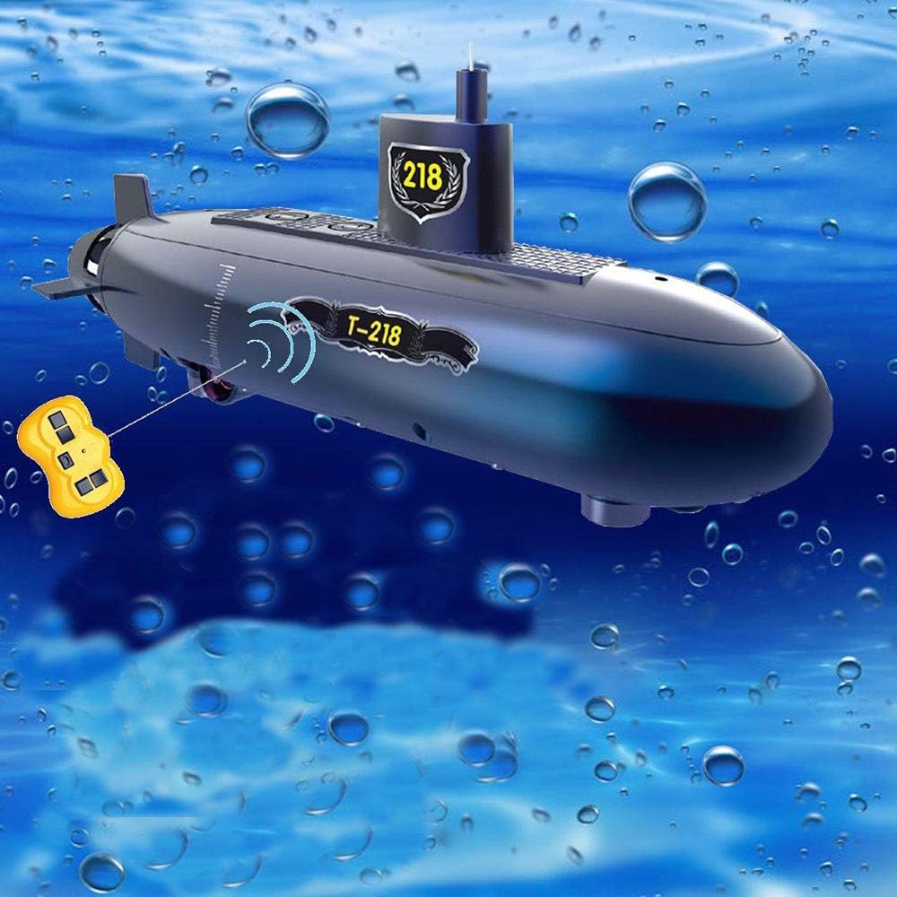 OMZBM Mini RC Submarine Toy RC Speed Racing Boats Outdoor Adventure Pigboat Model Submarine Remote Control Boat DIY Toy Gift Education Puzzle,Blue