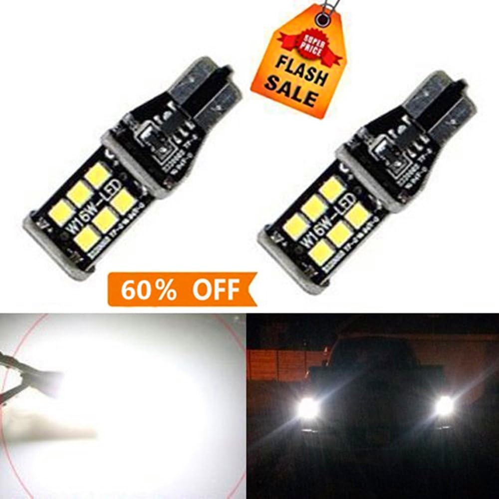 Bulbeats 800 lumens Extremely Bright Error Free 921 912 W16W PX Chipsets LED Bulbs For Backup Reverse Lights, Xenon White 6000K BEST VALUE!