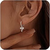 GOGOEY 14K Gold Plated Ribbon Bow Huggie Earrings for Women, Small Opal Drop Hoop Earrings, Hypoallergenic Dainty CZ Wedding Earring Jewelry Gifts for Women Trendy