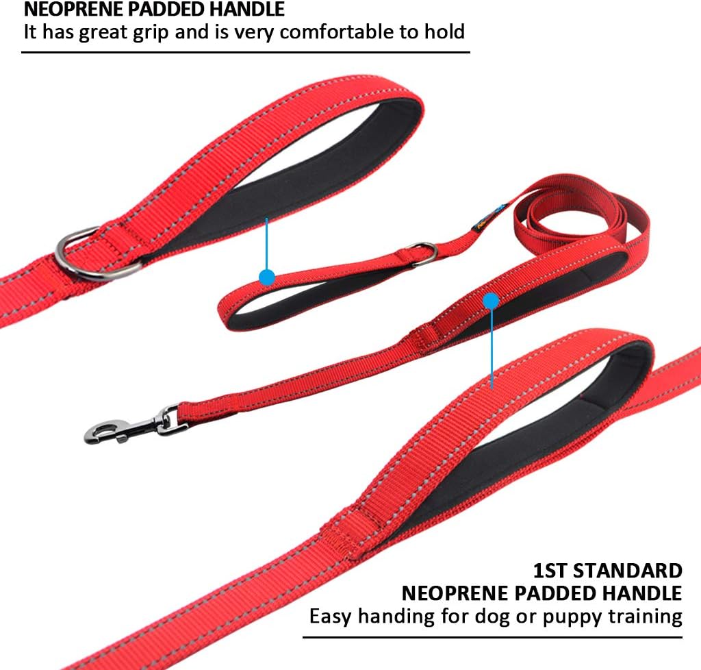 Powboro Double Handle Dog Lead, 6ft Long Traffic Padded Two Handle, Reflective Stitching - Image 5
