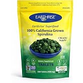 Earthrise Superfood California Spirulina 500mg Tablets, 360 Count | 100% Natural Premium, Vegan, Gluten Free, Keto Friendly, Non-GMO