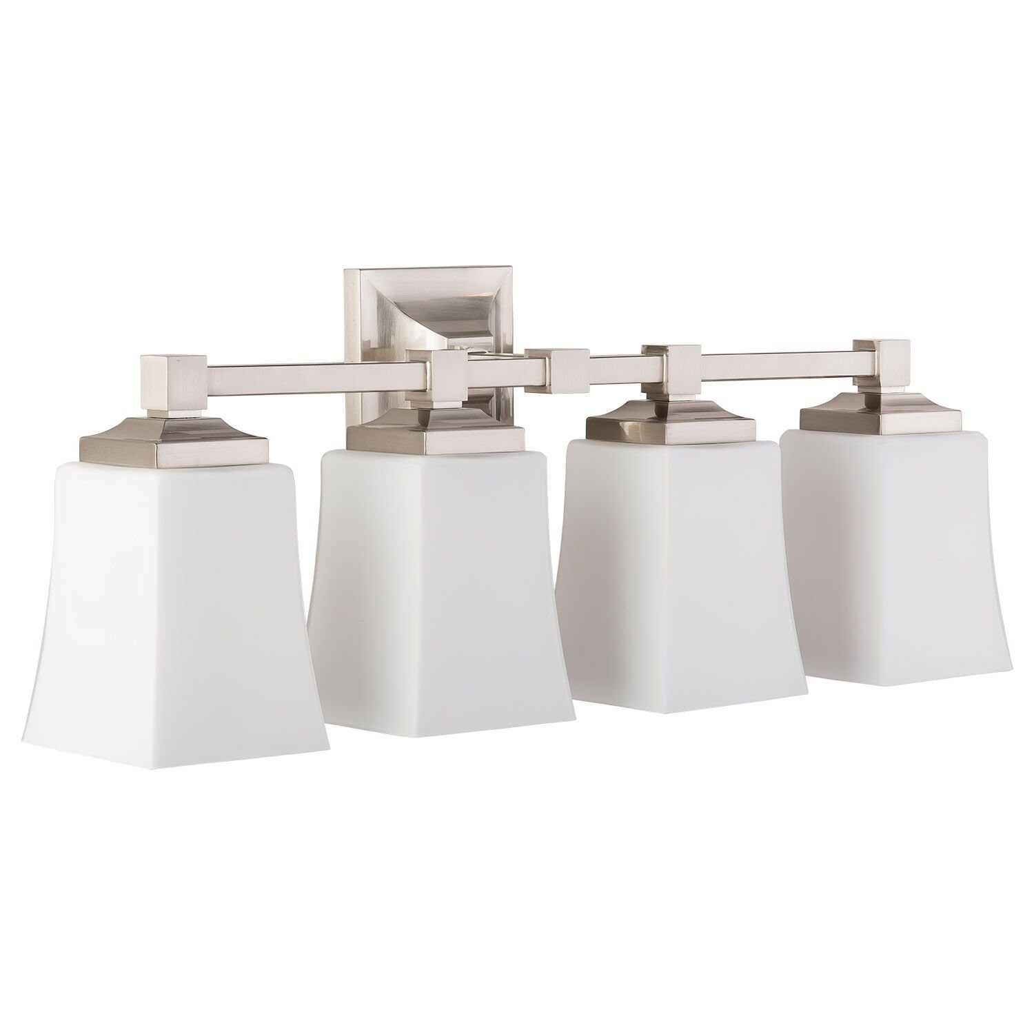 Brighton 4 Light Bathroom Vanity Fixture Brushed Nickel w/Frosted Glass