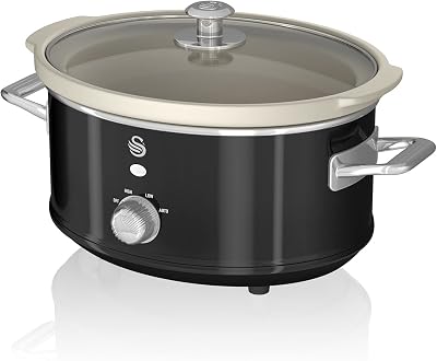 Swan Retro SF17021BN Slow Cooker 3.5 L 3 Settings Keep Warm Black