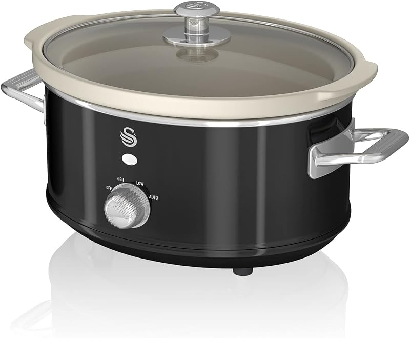 Swan Retro SF17021BN Slow Cooker 3.5 L 3 Settings Keep Warm Black
