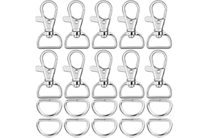 Paxcoo 60Pcs Swivel Snap Hooks and D Rings for Lanyard and Sewing Projects (1? Inside Width)