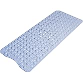 AmazerBath Shower Mat Non Slip 40 x 16 Inches, Shower Stall Mats with Suction Cups and Drain Holes, Non Slip Bath Mat for Tub for Elderly & Kids, Baby Blue