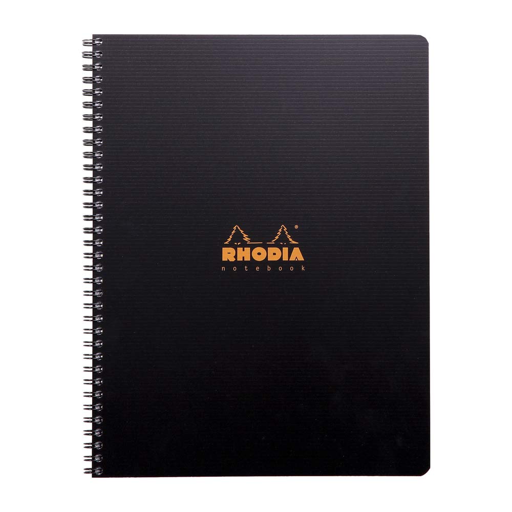 RHODIA 119901C - Spiral Notebook (Full Bound) Black A4+ | Lined | 160 Detachable pages Perf. 9 Holes - Clairefontaine Paper 90g - Polypro Cover (Plastic) - Rhodiactive