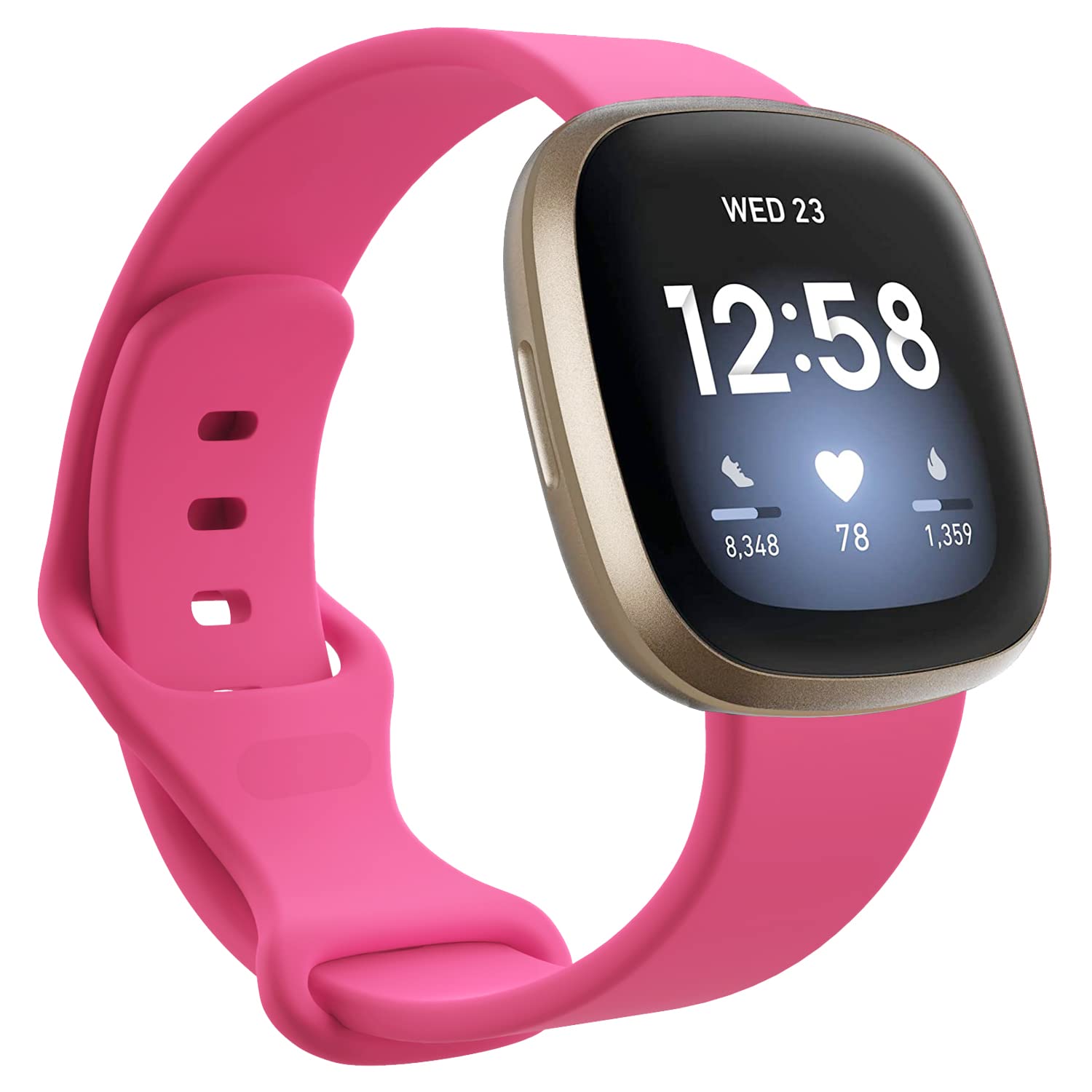 honecumi Magenta Straps Compatible with Fitbit Sense & Versa 3 Soft Silicone Replacement Watch Bands for Women & Men - UK, Small Wrist Size