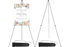 RRFTOK Easel Stand for Display, 63'' Instant for Sign Art and Crafts Portable Ground Easels for Wedding Banner and Poster Display Stand - Metal Tripod with Portable Bag.Black