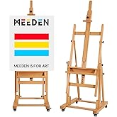 MEEDEN Extra Large Heavy-Duty H-Frame Studio Easel - Solid Beech Wooden Artist Professional Easel, Painting Art Easel Stand w