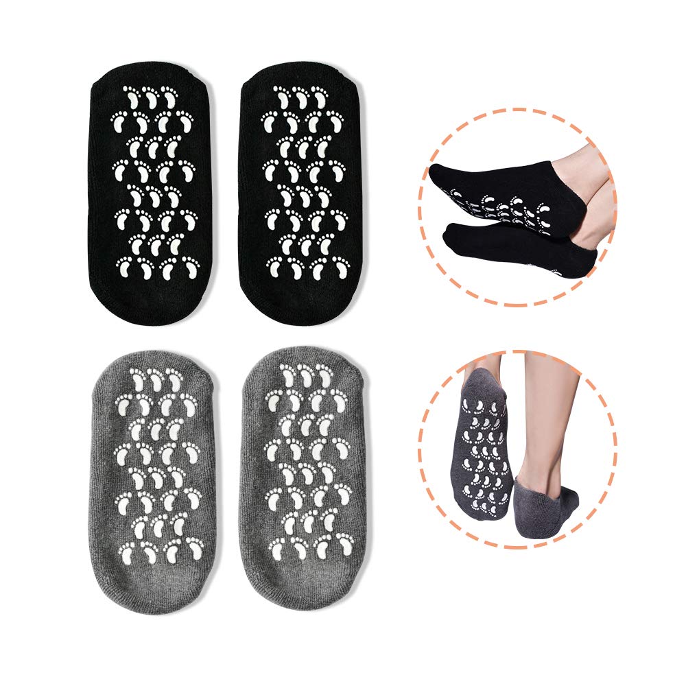 Gel Socks, Moisturizing Socks, Soft Moisturizing Gel Socks, Gel Spa Socks For Repairing and Softening Dry Cracked Feet Skins, Gel Lining Infused with Essential Oils and Vitamins (Black & Gray) … : Beauty