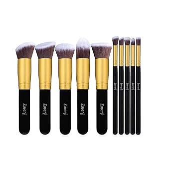 Zureni Makeup Brushes For Face and Eye Cosmetics, Synthetic Hair Organizer(Black)