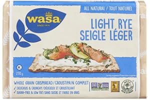 Wasa, Light Rye Crispbread, Whole Grain Crisps, Low Calorie Snack, Non GMO, Healthy Crackers, 270g