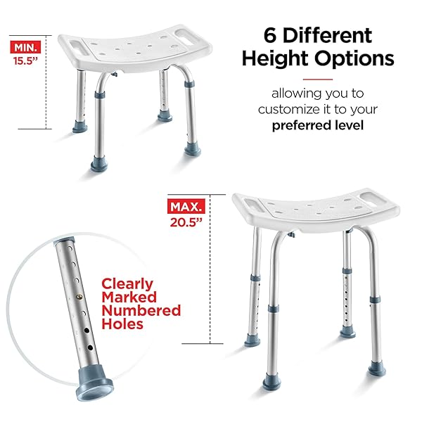 MEDICAL KING SHOWER CHAIR – WITH BACK SCRUBBER & ADDITIONAL SPONGE – TOOL FREE SHOWER CHAIR FOR ELDERLY – WITH 8 ADJUSTABLE HEIGHTS – PORTABLE ANTI SLIP BATH CHAIR FOR ELDERLY
