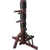 MR Wing Chun Dummy, Wooden Mook Yan Jong, IP Man Training Target with Tripod Base, Adjustable Height Mook Yan Jong Training with 3 Striking Pad, Martial Arts Traditional Kung Fu Training Dummy