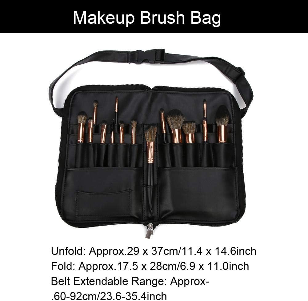 Pongnas Professional Makeup Brushes Organizer Bag, Black Leather & Plastic, Travel & Storage Cosmetic Case - Image 3
