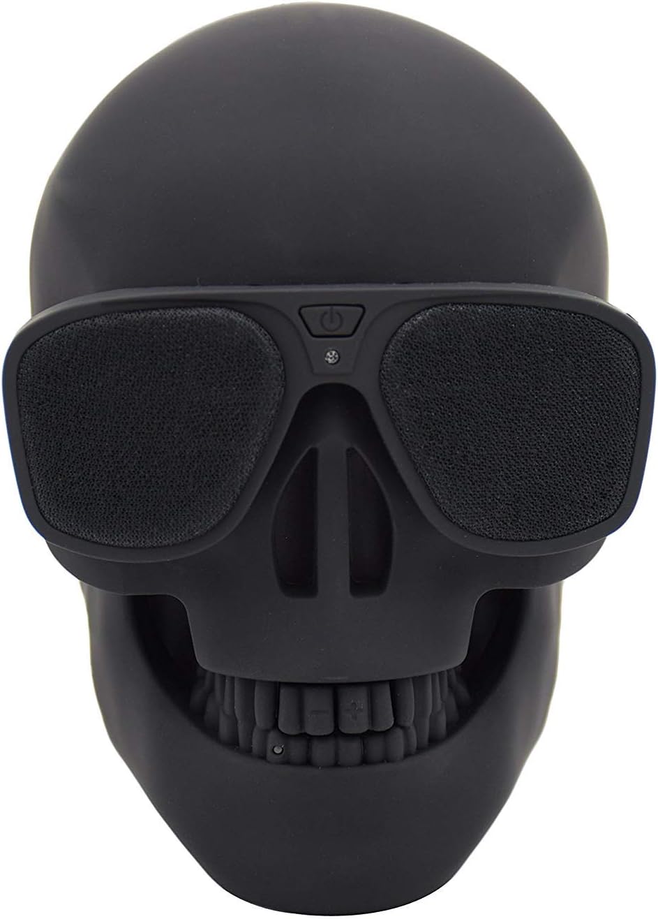 Skull Protable Wireless Stereo Bluetooth Speaker with HD Sound and Bass, Cool Creative Gift (Black)