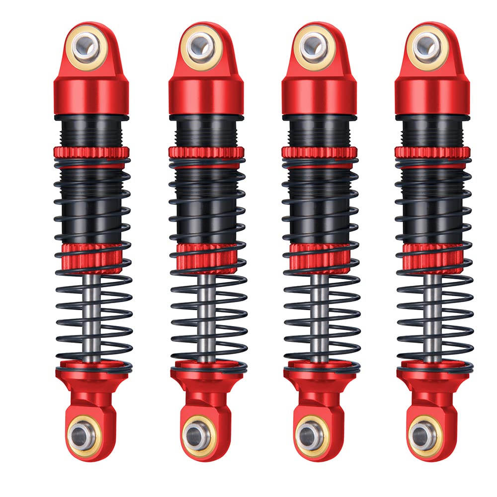 ZuoLan 1/18th RC Car Shocks 51mm Aluminum Absorber Damper for TRX4-M RC Crawler Upgrades Parts (Red)