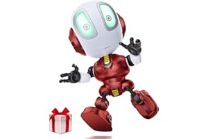 BROADREAM Stocking Stuffers, Robot Kids Toys, Mini Robot Talking Toys for Boys Girls Robot Gifts Help Kids Talking for Halloween Christmas, LED Lights and Interactive Voice Changer (Burgundy)