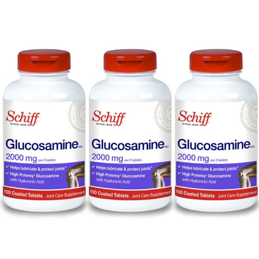 Schiff Glucosamine 2000mg with Hyaluronic Acid, 150 tablets - Joint Supplement (Pack of 3)