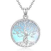 OUTANG Tree of Life Necklace for Women 925 Sterling Silver Moonstone Family Tree Pendant Ladies Jewelry Gifts
