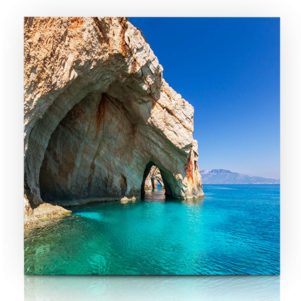 Ahawoso Canvas Print Wall Art Painting 12"x16" Bay Blue Beach Sea On Zakynthos Island Greece Nature Parks Amazing Greek Inspiring Destination Design Gallery Wrapped Artwork Home Living Room Office