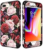 iPhone 8 Plus Case for Girls,iPhone 7 Plus Flowers Case,VSCase(TM) 3in1 [Shockproof] Drop-Protection Hybrid Impact Defender Heavy Duty Full-Body Case Cover for Apple iPhone 7 Plus / iPhone 8 Plus Rose