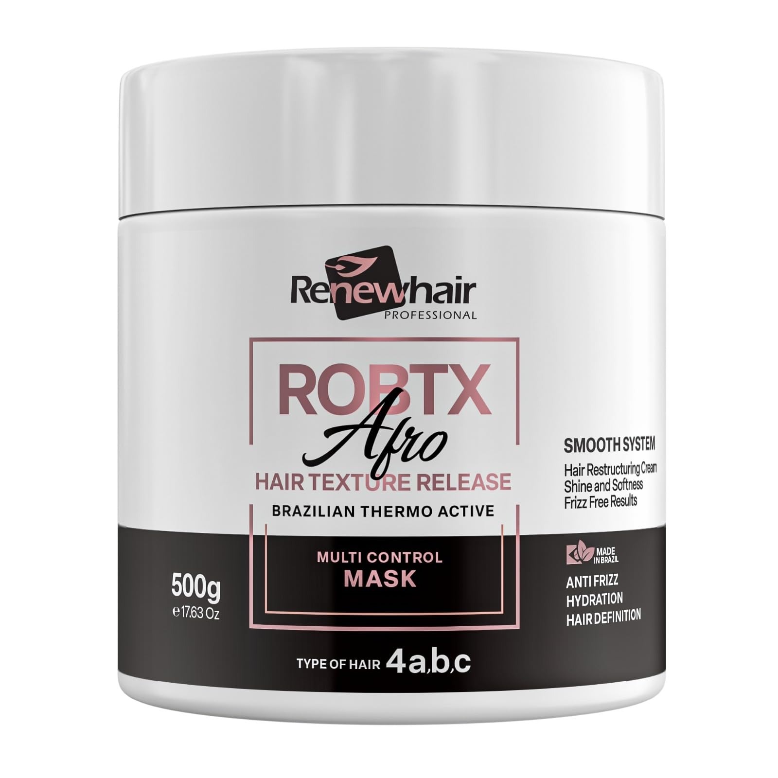 Renew hair Professional ROBTX AFRO Texture Release Treatment – Anti-Frizz Restructuring System for 4A, 4B, 4C Hair | Thermo-Active Vegan Collagen Smoothing Formula | 500g (500Gr) — image 1