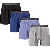 BAMBOO COOL Men's Underwear Boxer Shorts,Breathable knit Boxers,Stretch and Relaxed Fit 4 Pack