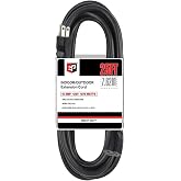 EP 25 Ft Heavy Duty Outdoor Extension Cord, 12/3 SJTW Black 3-Prong | 12 AWG 3-Wire Grounded Plug | Indoor &amp; Outdoor | Lawn, Garden &amp; Appliance Use