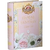 Basilur | Gift Tea Set | Floral Fantasy Volume 01 | Collectable Metal Tin Caddy | Pure Ceylon Green Leaf Tea with Hibiscus Flower, Peppermint and Rose flower| 100g /3.52 oz