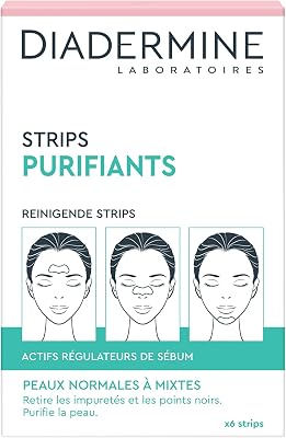 - 6 Strips Purifiants Visage - Anti Points Noirs/Impuretés - Peaux Normales à Mixtes - Actifs régulateurs de sébum - Purifie la Peau