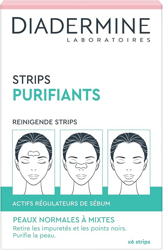 - 6 Strips Purifiants Visage - Anti Points Noirs/Impuretés - Peaux Normales à Mixtes - Actifs régulateurs de sébum - Purifie la Peau