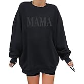 AIIWEIS Oversized Mama Sweatshirt for Women Mom Letter Print Pullover Tops Casual Crewneck Long Sleeve Shirt