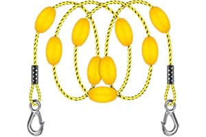 SELEWARE 65ft Tow Rope, Boating Tow Ropes for 1-4 Rider Towable Tubes, W/Floats, Stainless Steel Hook at Each end, idear for Water Sports