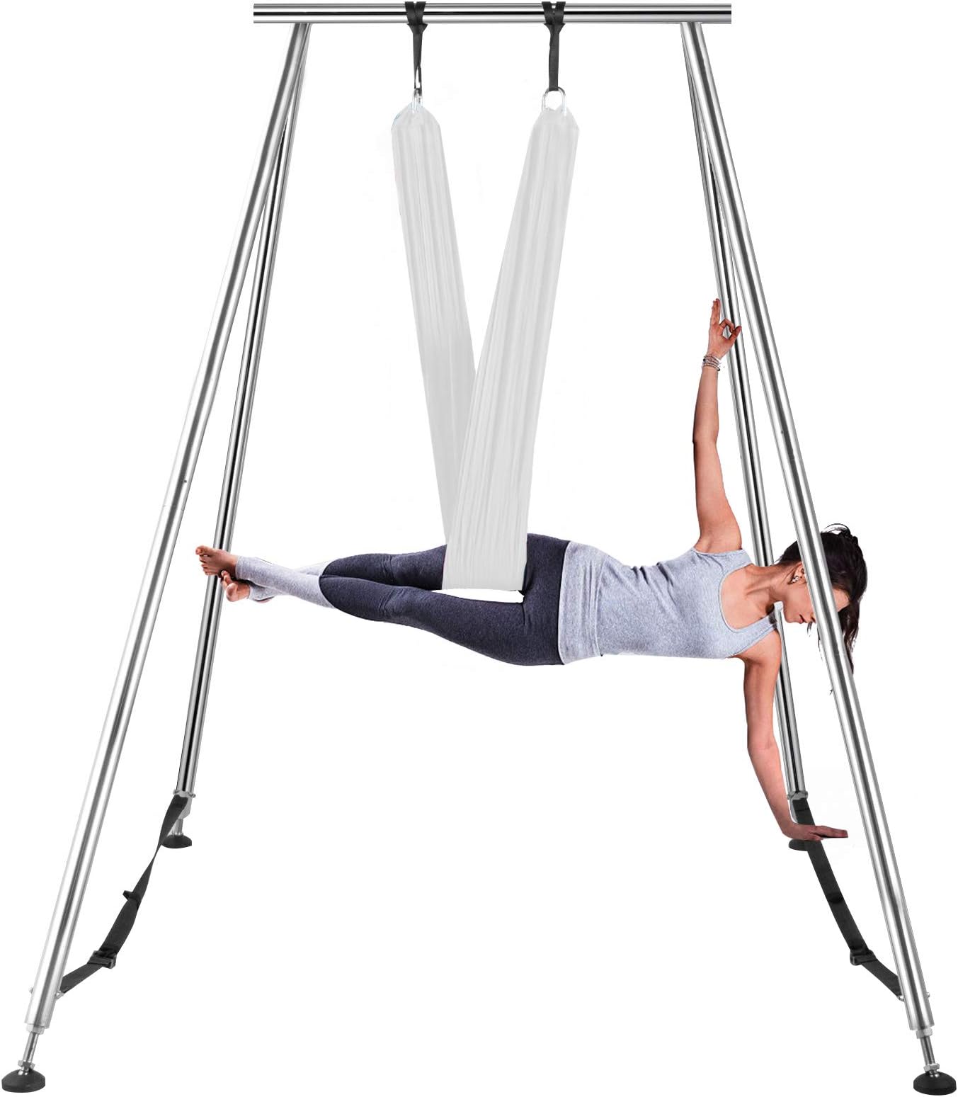 LOVSHARE Yoga Sling Inversion 68lbs 731lbs Inversion Yoga Swing Stand 551lbs/250kg Aerial Yoga Frame with 6m 12m Yoga Swing Inversion Sling Yoga Trapeze Bundle Safety Belts