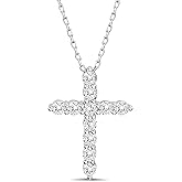 MY BIBLE Cubic Zirconia Fashion Cross Necklace for Women 925 Sterling Silver