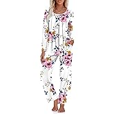 TAOHUADAO Womens Pajamas Set Fall Long Sleeve Tops and Pants with Pockets Ladies Plus Size Pjs Set Winter 2 Piece Loungewear