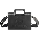 True Religion Women's Tote Bag, Medium Modern Travel Shoulder Handbag with Adjustable Strap and Horseshoe Motif, Black