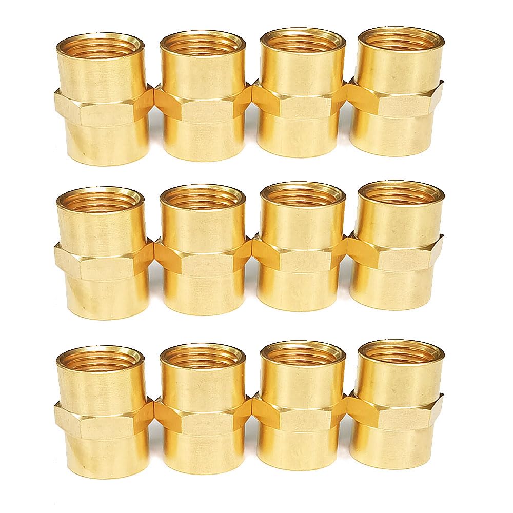 Photo 1 of ***SEE PICS FOR SIZE***HQMPC Brass Pipe Fitting Air Hose Fitting Coupling Hex Female Coupling Gas Connector  NPT***SEE PICS FOR SIZE***