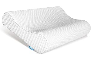 AM AEROMAX Ergonomic Memory Foam Pillow with Washable Zippered Soft Cover Contour Cervical pillows for Neck Pain and Side Sleeper Back Support Orthopedic Pillow, White