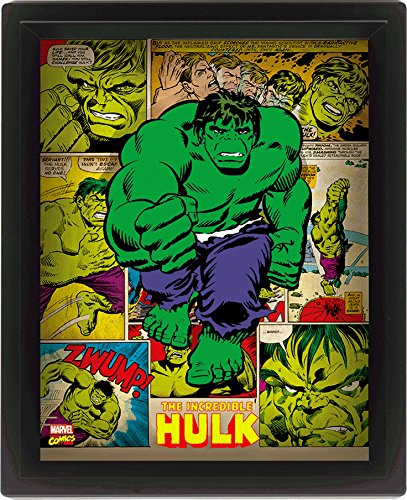Pyramid International Hulk 10x8 Gerahmtes 3D Poster, PET und Tinte Wird der Rahmen aus PS, Mehrfarbig 29 x 25 x 5 cm