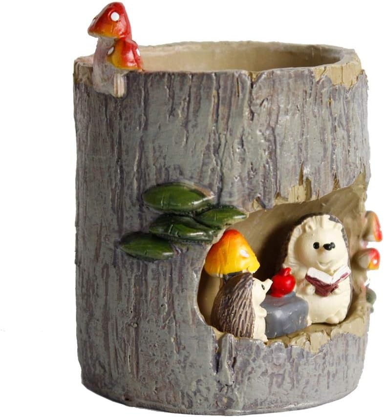 FunnyGoo Succulent Planter Pots Flower Plant Pots Bonsai Pots with Cute Animals for Office Balcony and Garden (Hedgehog) - Image 3